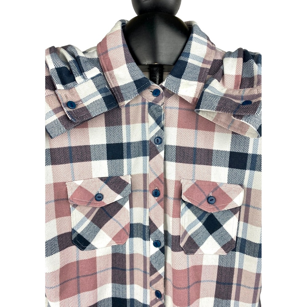 Eden & Olivia Long Sleeve Flannel Shirt Women's PL Pockets Top Blouse Plaid LKNU